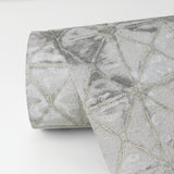 Odell Slate Antique Tiles Wallpaper with Geometric Vintage Pattern - Brewster 2971-86376