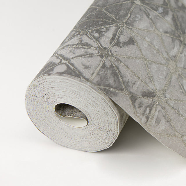 Odell Slate Antique Tiles Wallpaper with Geometric Vintage Pattern - Brewster 2971-86376