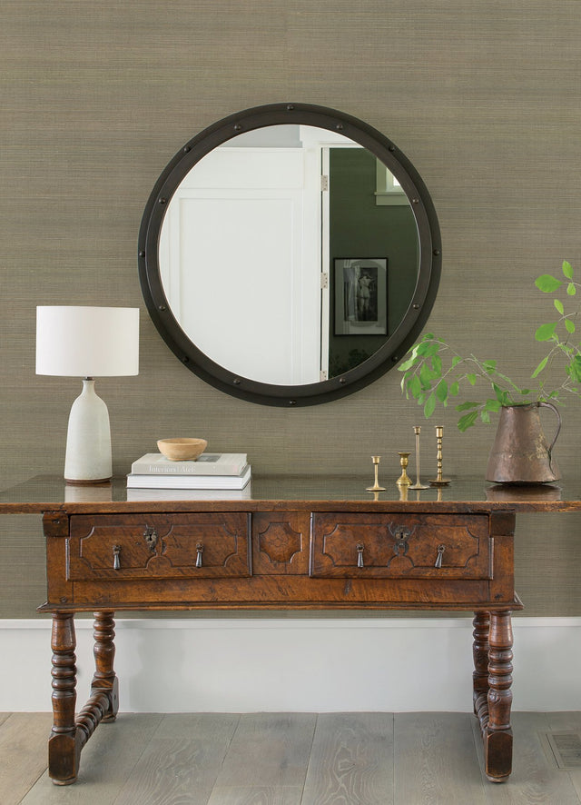 Hiromi Pewter Abaca Grasscloth Wallpaper with Distressed Textures - A-Street Prints 2972-54752