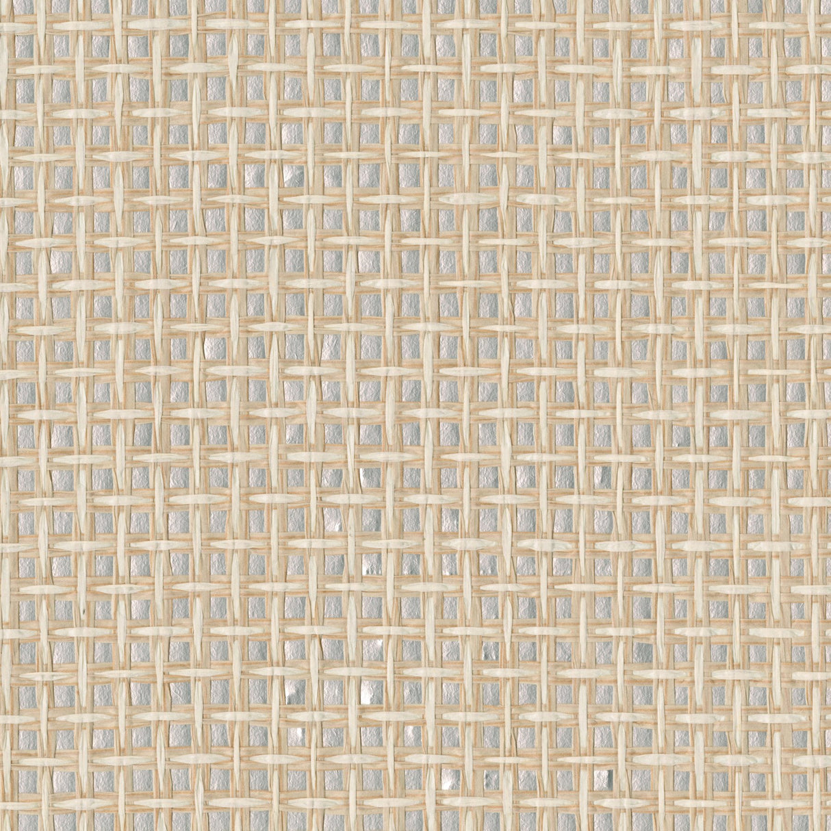 Aki Silver Paper Weave Basketweave Grasscloth Wallpaper with Modern Distressed Texture - 2972-54774