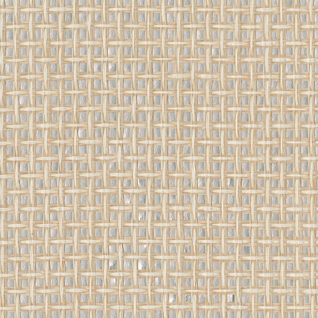 Aki Silver Paper Weave Basketweave Grasscloth Wallpaper with Modern Distressed Texture - 2972-54774