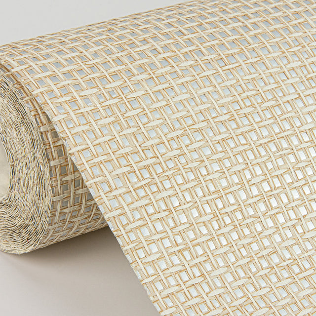 Aki Silver Paper Weave Basketweave Grasscloth Wallpaper with Modern Distressed Texture - 2972-54774