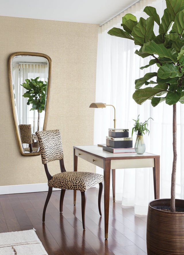 Aki Silver Paper Weave Basketweave Grasscloth Wallpaper with Modern Distressed Texture - 2972-54774