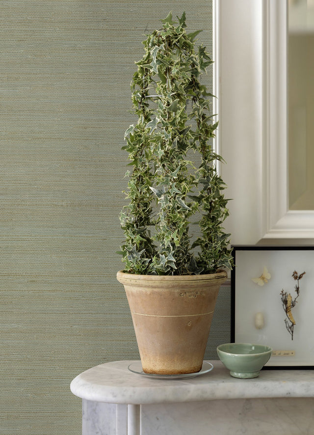 Battan Mint Jute Grasscloth Wallpaper with Distressed Textures - A-Street Prints 2972-65609