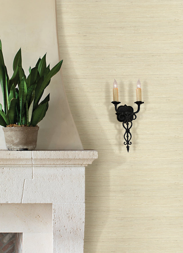 Battan Cream Jute Grasscloth Wallpaper with Distressed Textures - A-Street Prints 2972-65651