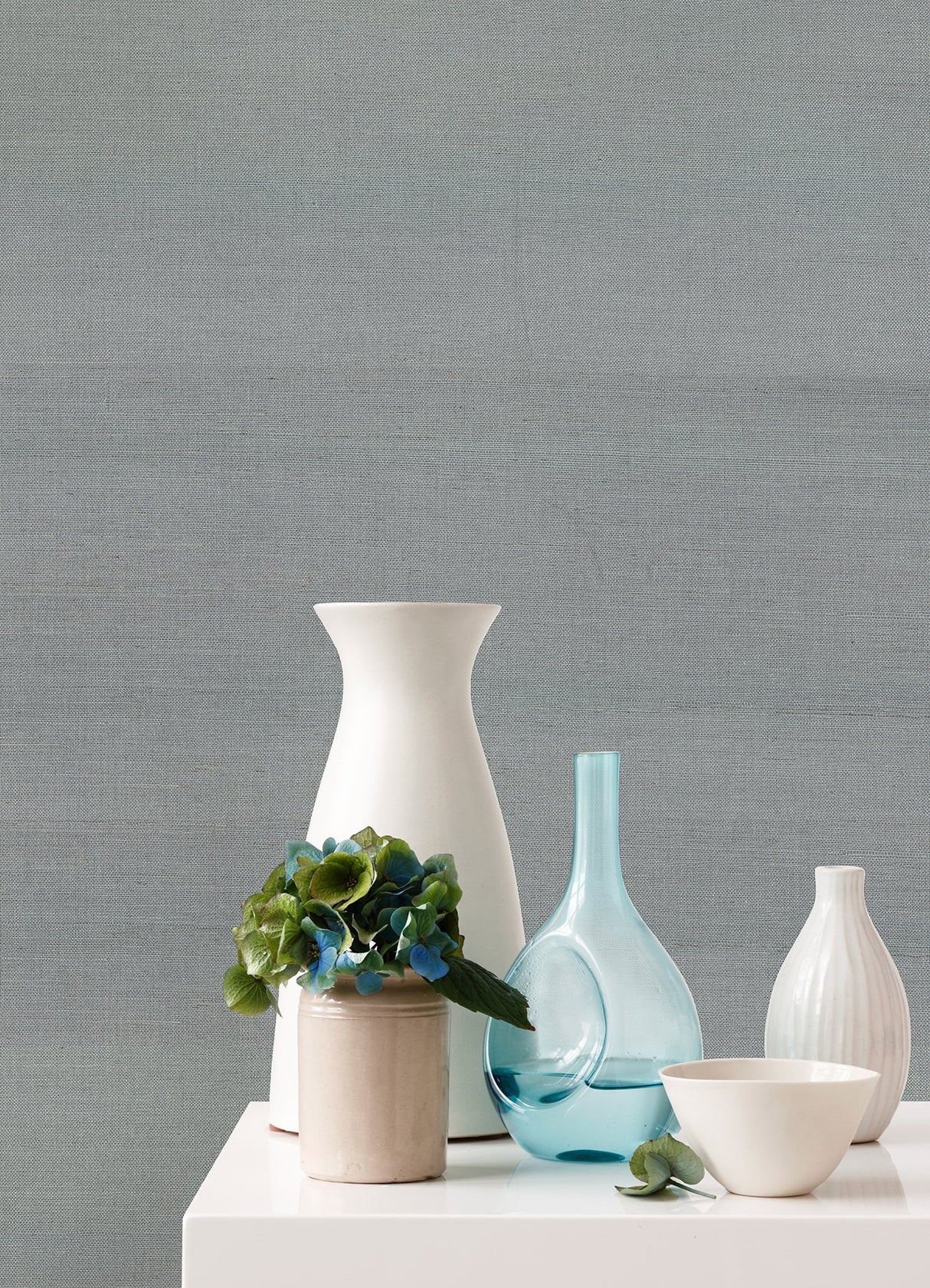 Mirador Light Blue Sisal Grasscloth Wallpaper with Modern Distressed Texture - A-Street Prints 2972-80013