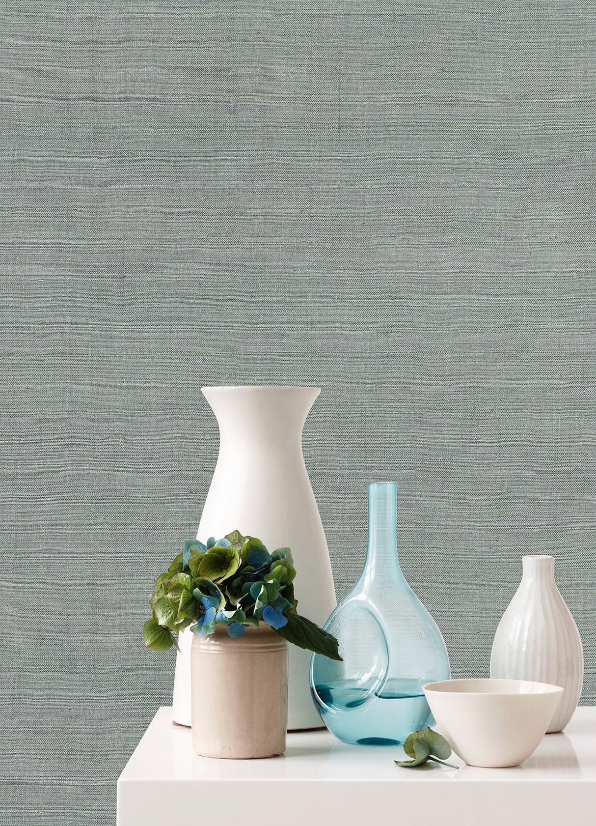 Zhejiang Aquamarine Sisal Grasscloth Wallpaper with Distressed Textures Modern Style - A-Street Prints 2972-80014