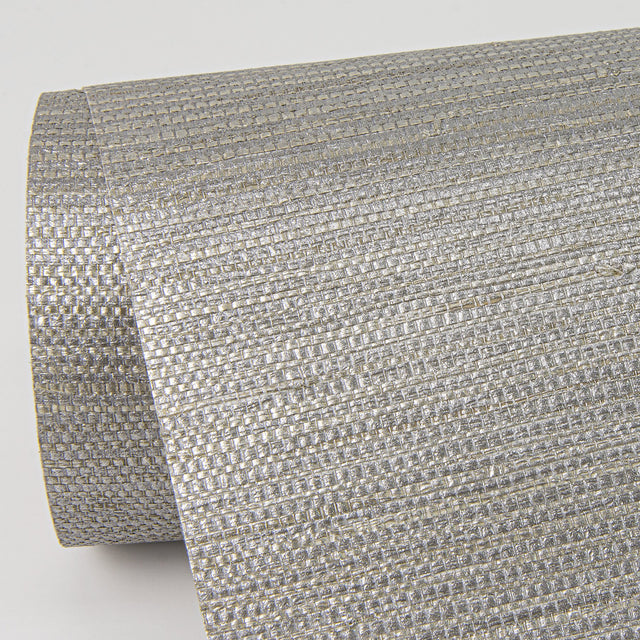 Liaohe Silver Raffia Grasscloth Wallpaper with Distressed Texture - A-Street Prints 2972-80032