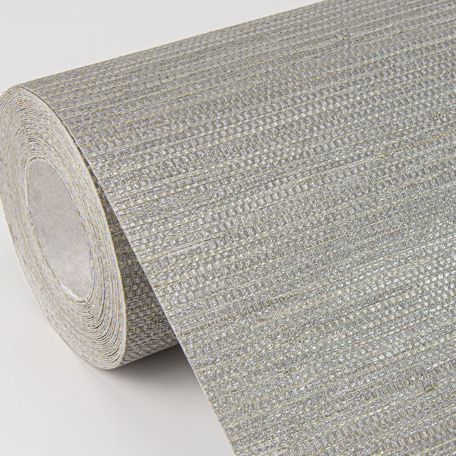 Liaohe Silver Raffia Grasscloth Wallpaper with Distressed Texture - A-Street Prints 2972-80032