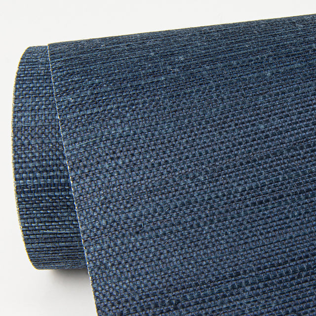 Peninsula Navy Sisal Grasscloth Wallpaper with Distressed Textures in Modern Graphics Style - A-Street Prints 2972-80088