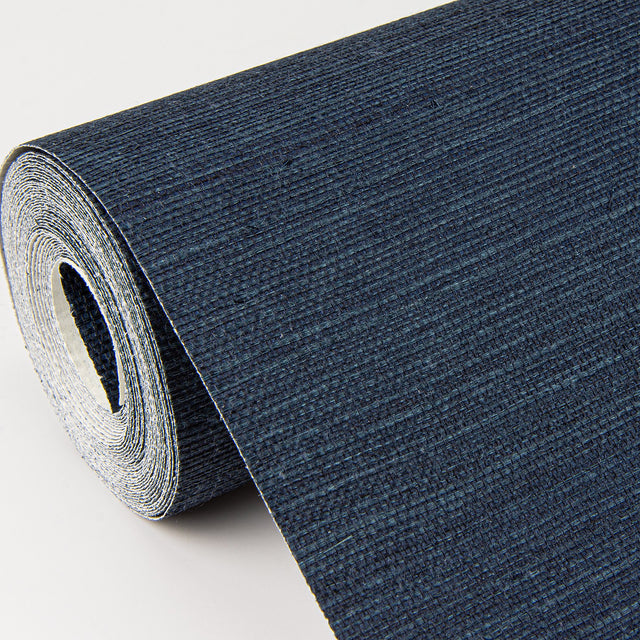 Peninsula Navy Sisal Grasscloth Wallpaper with Distressed Textures in Modern Graphics Style - A-Street Prints 2972-80088