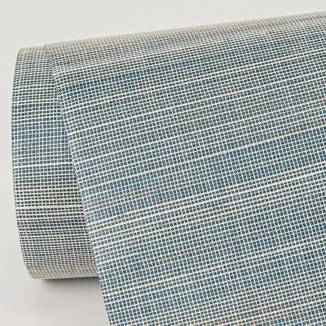 Mai Turquoise Abaca Grasscloth Wallpaper with Modern Striped Graphics - A?Street Prints 2972-86101