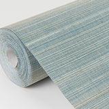 Mai Turquoise Abaca Grasscloth Wallpaper with Modern Striped Graphics - A?Street Prints 2972-86101