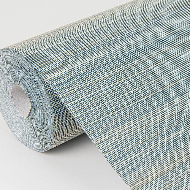 Mai Turquoise Abaca Grasscloth Wallpaper with Modern Striped Graphics - A?Street Prints 2972-86101