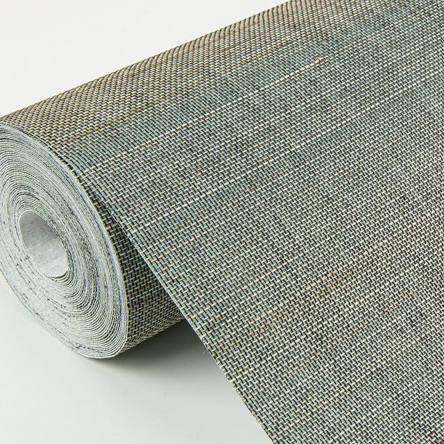 Mai Teal Abaca Grasscloth Wallpaper with Modern Striped Graphic Texture - A?Street Prints 2972-86102