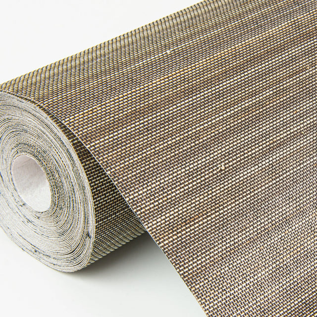 Mai Dark Grey Abaca Grasscloth Wallpaper with Modern Striped Graphic Texture - A-Street Prints 2972-86103