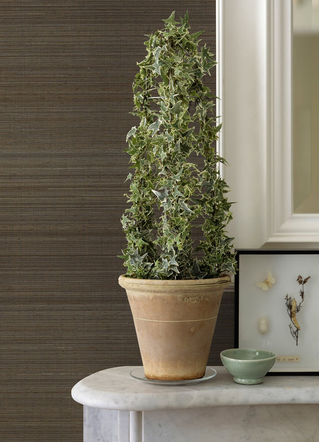 Mai Dark Grey Abaca Grasscloth Wallpaper with Modern Striped Graphic Texture - A-Street Prints 2972-86103