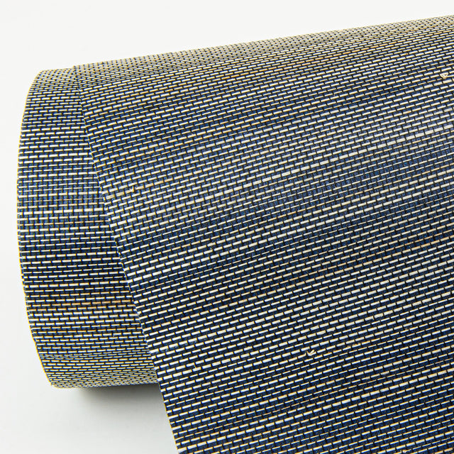 Mai Indigo Abaca Grasscloth Wallpaper with Variegated Horizontal Pinstripes - A-Street Prints 2972-86104