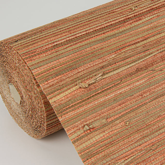 Shuang Coral Handmade Grasscloth Wallpaper with Distressed Textures Motif - A-Street Prints 2972-86108