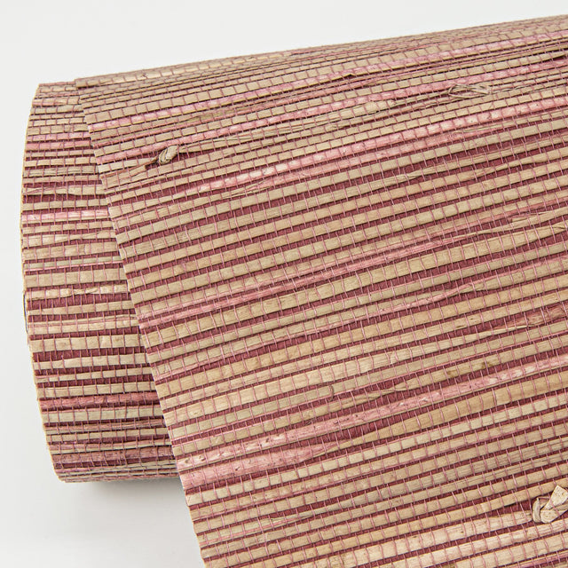 Shuang Raspberry Handmade Grasscloth Wallpaper with Distressed Textures - A-Street Prints 2972-86109