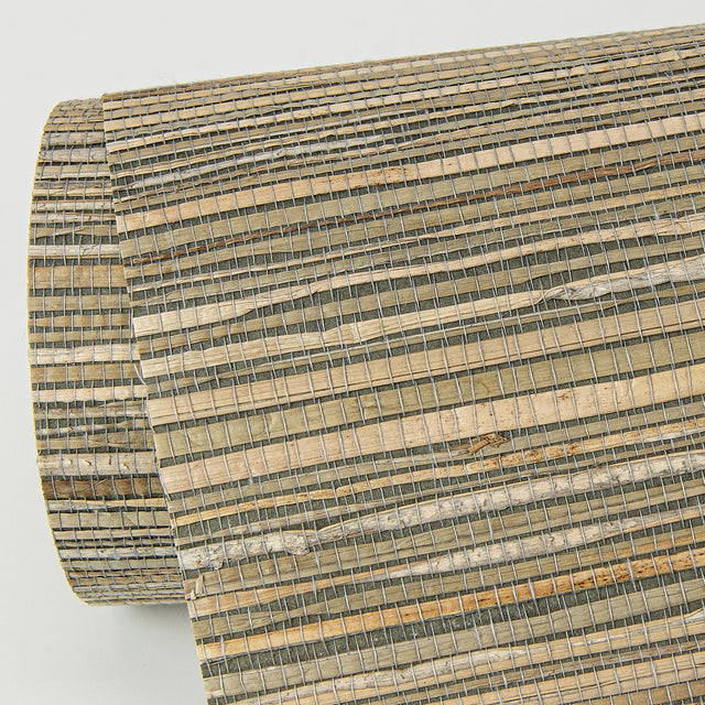 Shuang Olive Handmade Grasscloth Wallpaper with Distressed Textures Pattern - A-Street Prints 2972-86110