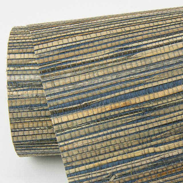 Shuang Teal Handmade Grasscloth Wallpaper with Distressed Textures - A?Street Prints 2972-86111
