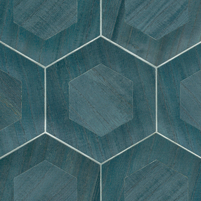 Shunan Blue Veneer Inlay Geometric Wallpaper - A-Street Prints 2972-86112