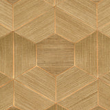 Linzhi Copper Sisal Grasscloth Inlay Wallpaper with Geometric Honeycomb Pattern - A-Street Prints 2972-86115