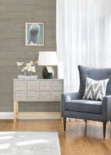 Caihon Silver Sisal Grasscloth Wallpaper with Metallic Textured Finish - Brewster 2972-86116