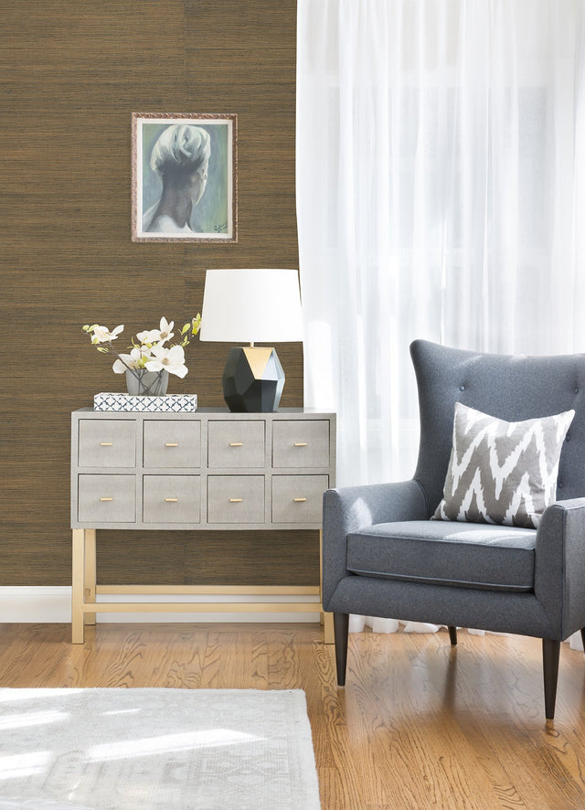 Caihon Slate Sisal Grasscloth Wallpaper with Distressed Textures Pattern, Modern Style - A?Street Prints 2972-86118