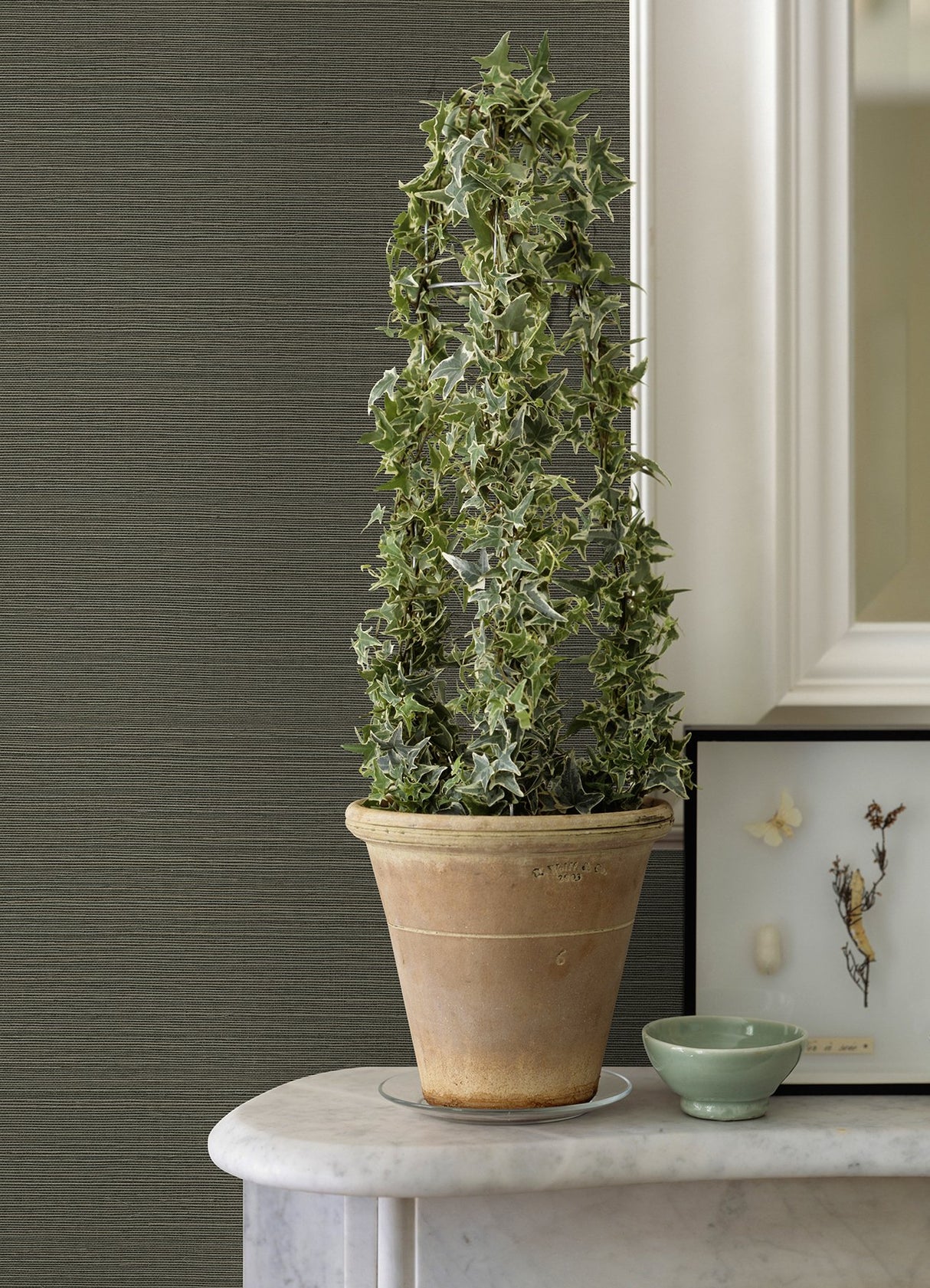 Caihon Green Sisal Grasscloth Wallpaper with Distressed Textures - A?Street Prints 2972-86120