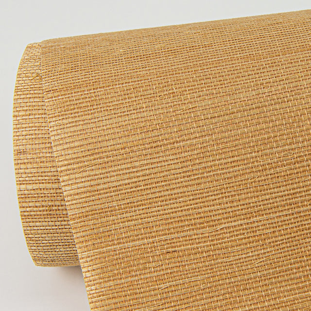 Aiko Orange Sisal Grasscloth Wallpaper with Distressed Textures Bohemian Style - Brewster 2972-86121