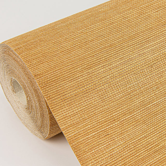 Aiko Orange Sisal Grasscloth Wallpaper with Distressed Textures Bohemian Style - Brewster 2972-86121