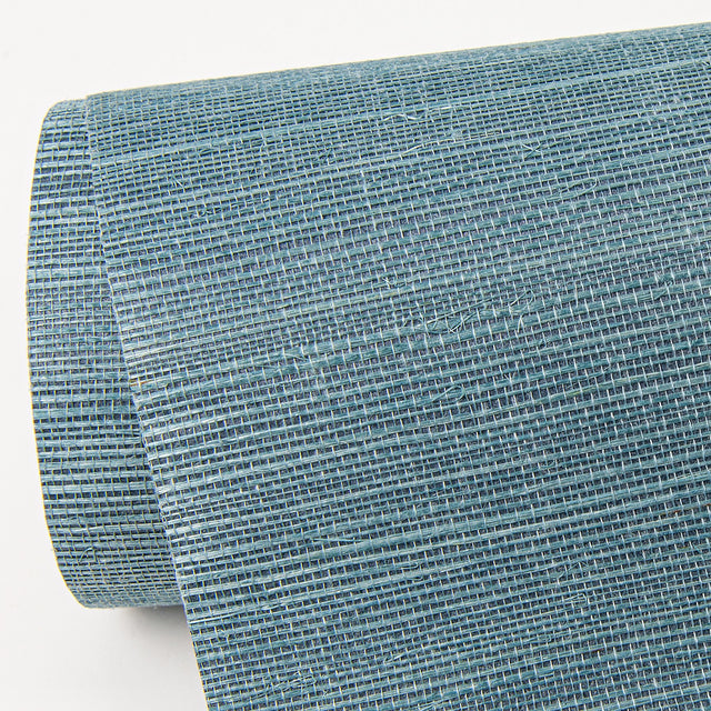 Aiko Blue Sisal Grasscloth Wallpaper with Distressed Textures Pattern, Modern Style - Brewster 2972-86122