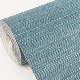 Aiko Blue Sisal Grasscloth Wallpaper with Distressed Textures Pattern, Modern Style - Brewster 2972-86122