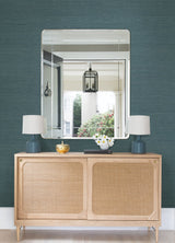 Aiko Blue Sisal Grasscloth Wallpaper with Distressed Textures Pattern, Modern Style - Brewster 2972-86122
