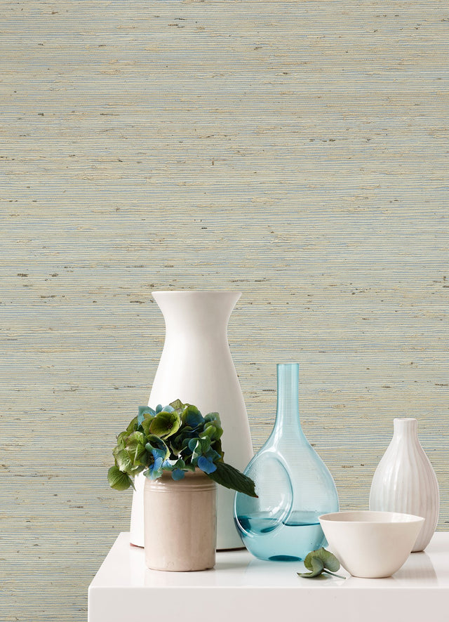 Aiko Silver Sisal Grasscloth Wallpaper with Distressed Textures Bohemian Style - 2972-86123