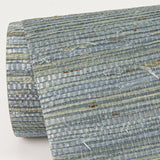 Aiko Teal Sisal Grasscloth Wallpaper with Distressed Textures - A-Street Prints 2972-86124