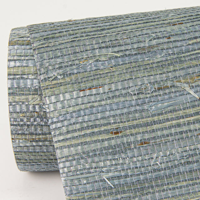 Aiko Teal Sisal Grasscloth Wallpaper with Distressed Textures - A-Street Prints 2972-86124