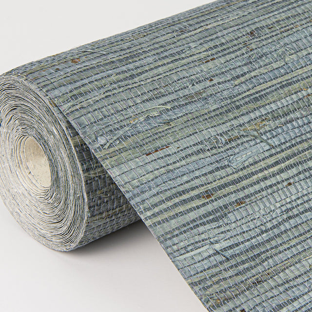Aiko Teal Sisal Grasscloth Wallpaper with Distressed Textures - A-Street Prints 2972-86124