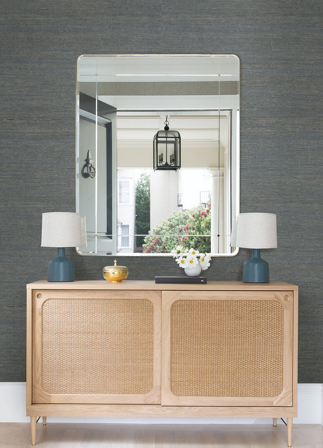 Aiko Teal Sisal Grasscloth Wallpaper with Distressed Textures - A-Street Prints 2972-86124