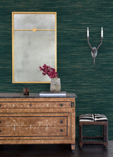 Kira Teal Hemp Grasscloth Wallpaper with Distressed Textures Modern Graphic Weave - Brewster 2972-86126