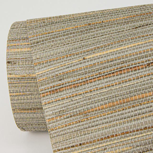 Kira Neutral Hemp Grasscloth Wallpaper with Distressed Textures in Modern Style - Brewster 2972-86127