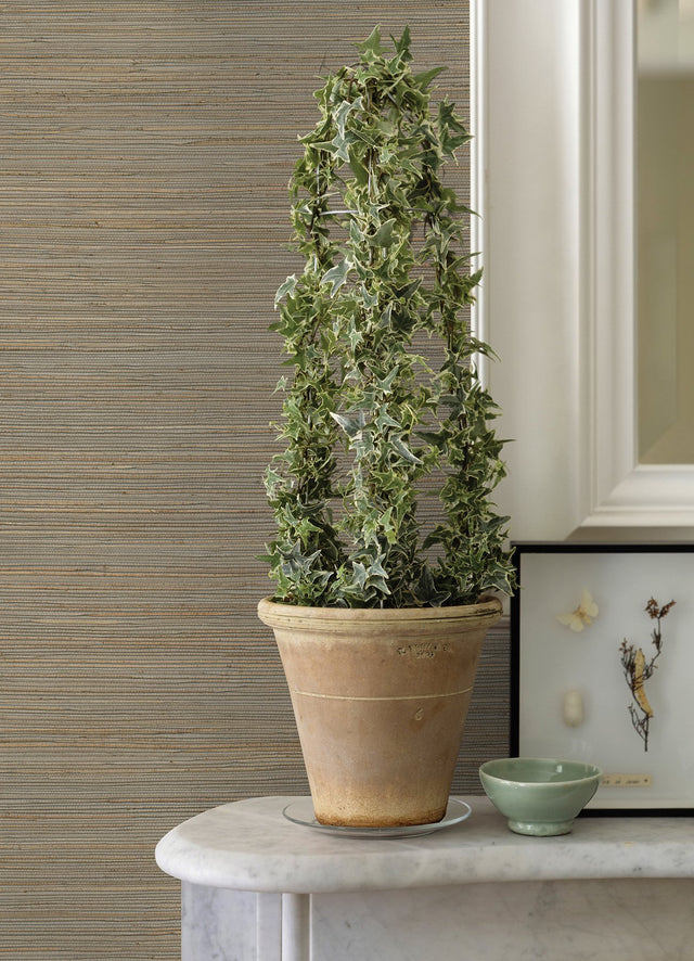 Kira Neutral Hemp Grasscloth Wallpaper with Distressed Textures in Modern Style - Brewster 2972-86127