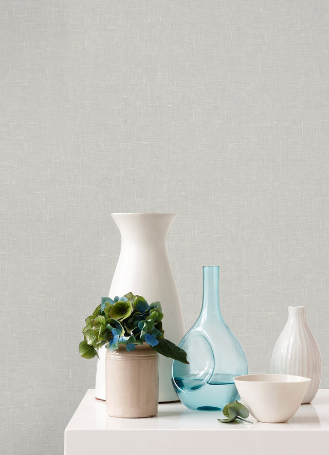 Donmei Light Grey Linen Wallpaper with Fabric & Woven Texture - A-Street Prints 2972-86134