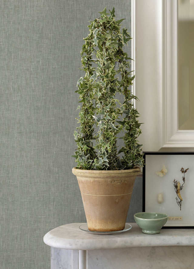 Donmei Grey Linen Wallpaper with Fabric & Woven Texture - A-Street Prints 2972-86135