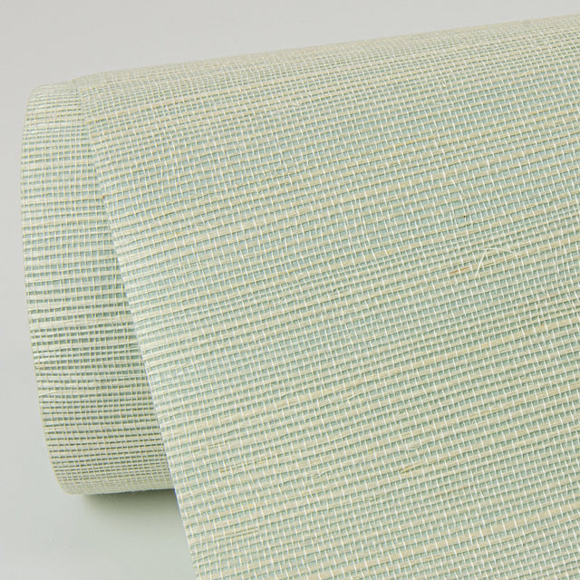 Sakiya Seafoam Sisal Grasscloth Wallpaper with Distressed Textures Motif, Modern Style - Brewster 2972-86137