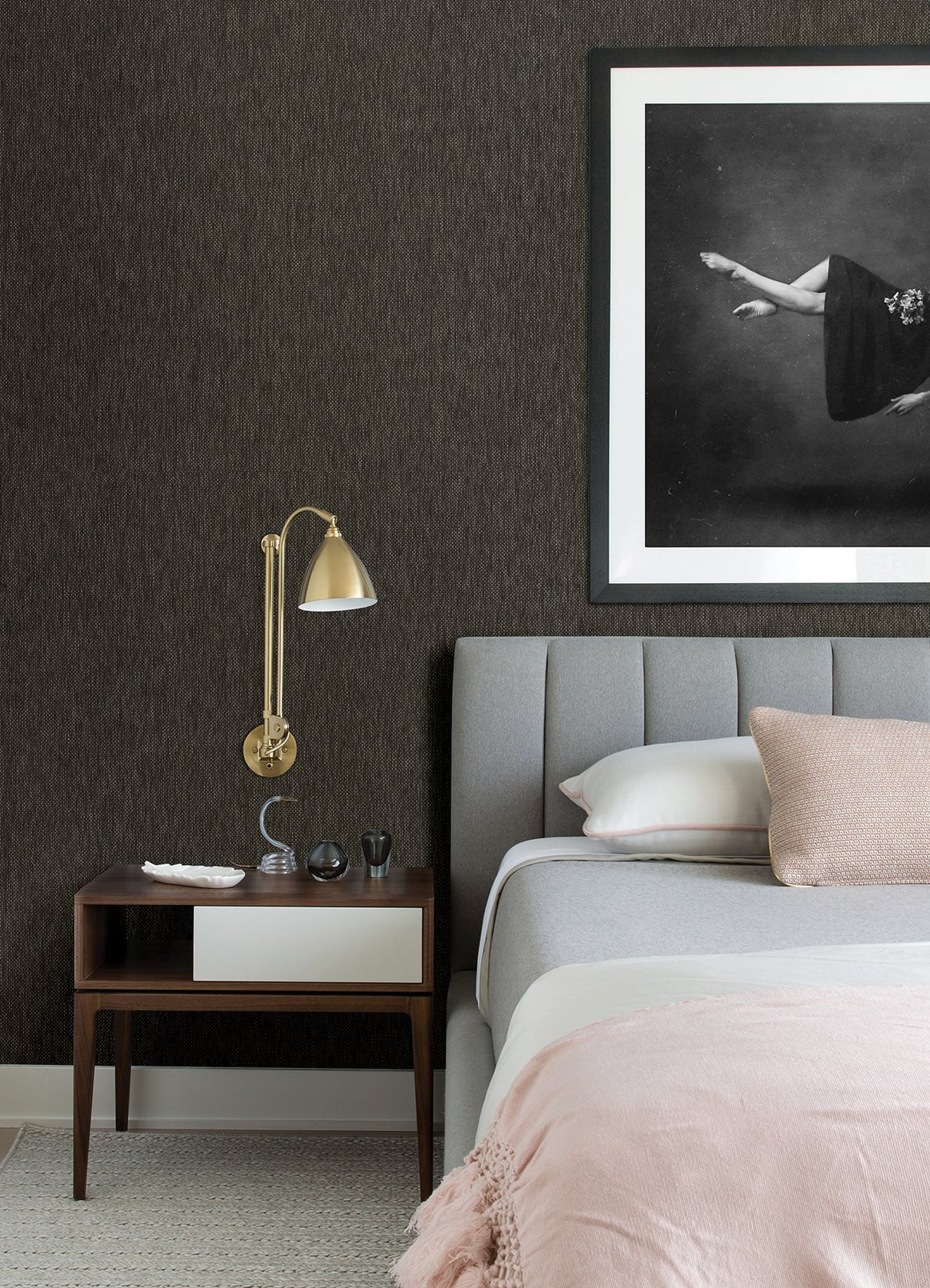 Jia Charcoal Paper Weave Grasscloth Wallpaper with Distressed Textures Pattern - A-Street Prints 2972-86141