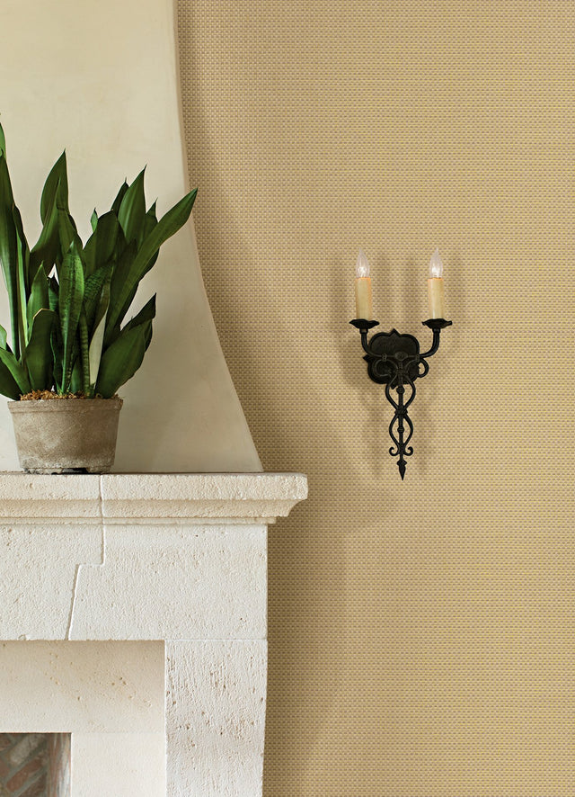 Maylin Gold Paper Weave Grasscloth Wallpaper with Distressed Textures - A-Street Prints 2972-86144