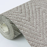Madoka Dark Grey Paper Weave Grasscloth Wallpaper with Chevron & Houndstooth Pattern, Modern Style - A-Street Prints 2972-86145